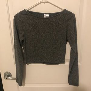 H&M long sleeve grey cropped top